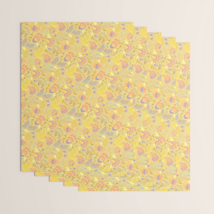 Coastal Oysters on the Beach in Pastel Yellow & Orange Wrapping Paper Gallery Image 3
