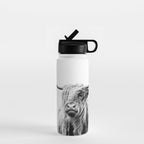 portrait of a highland cow Water Bottle Gallery Image 1