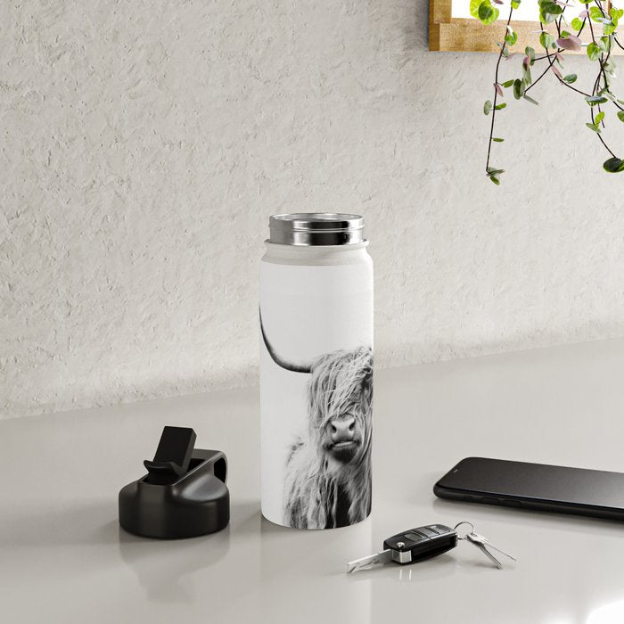 portrait of a highland cow Water Bottle Gallery Image 4