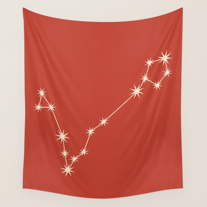 Pisces Zodiac Star Constellation Line Art Red Wall Tapestry Gallery Image 4