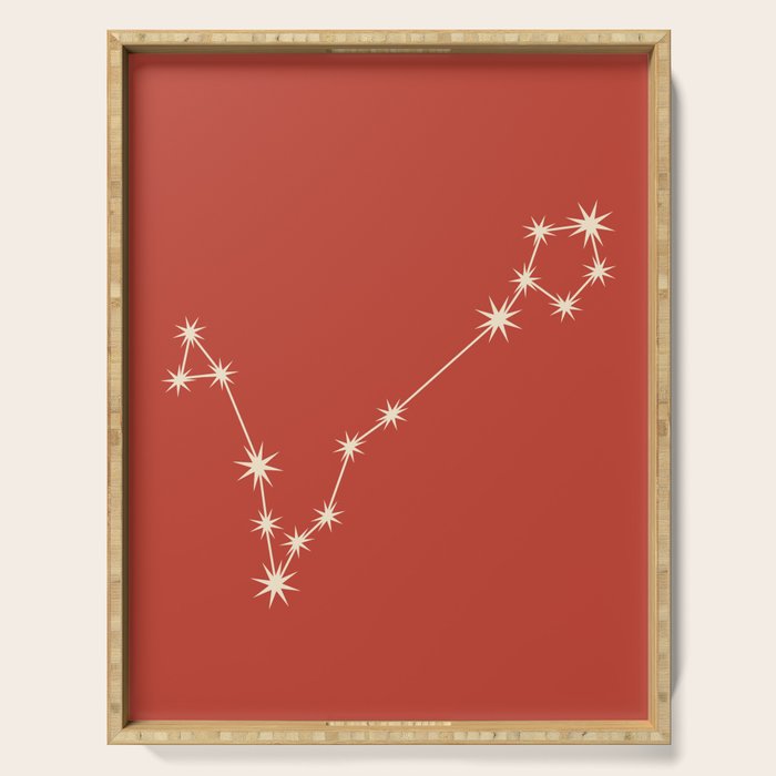 Pisces Zodiac Star Constellation Line Art Red Serving Tray Gallery Image 1