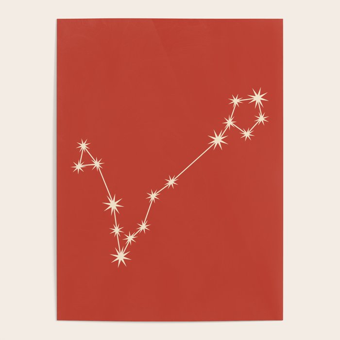 Pisces Zodiac Star Constellation Line Art Red Poster Gallery Image 4