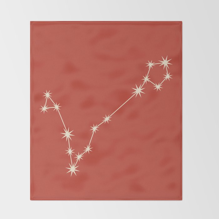 Pisces Zodiac Star Constellation Line Art Red Throw Blanket Gallery Image 2