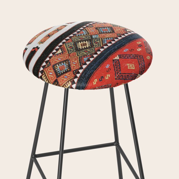 Vintage Geometric Kilim Print Stool Gallery Image 2