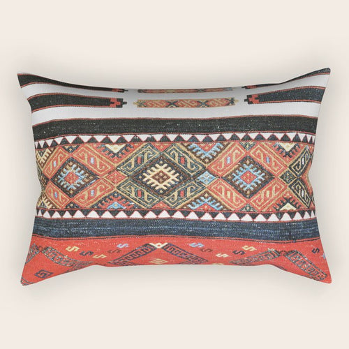 Vintage Geometric Kilim Print Rectangular Pillow