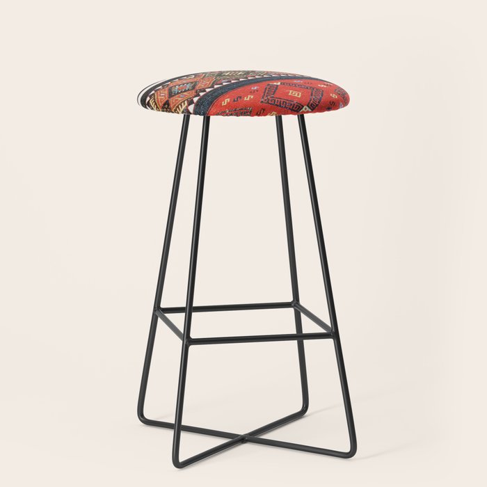 Vintage Geometric Kilim Print Stool Gallery Image 1