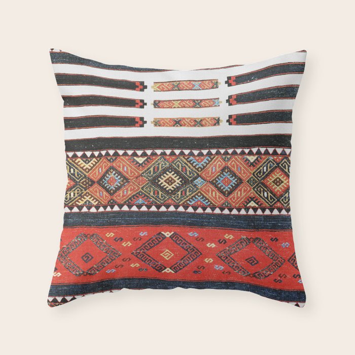 Vintage Geometric Kilim Print Throw Pillow Gallery Image 6