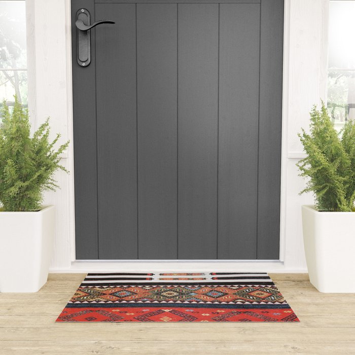 Vintage Geometric Kilim Print Welcome Mat Gallery Image 3
