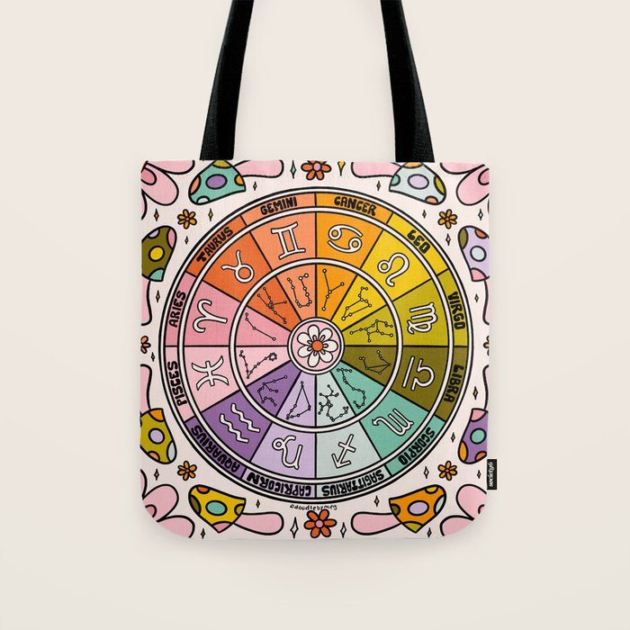 Mushroom Zodiac Wheel Tote Bag Gallery Image 1