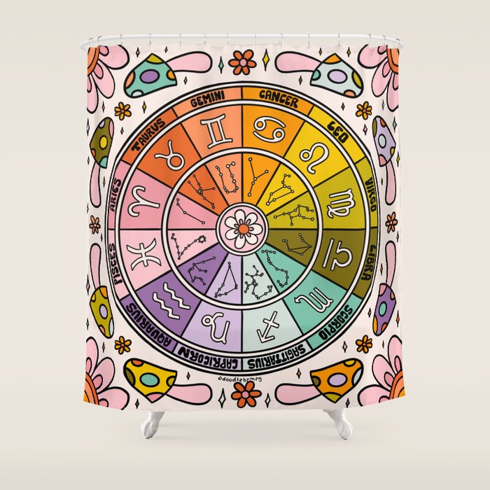 Mushroom Zodiac Wheel Shower Curtain Gallery Image 1