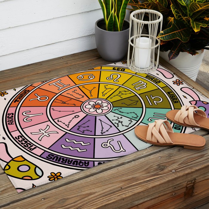Mushroom Zodiac Wheel Outdoor Rug Gallery Image 2