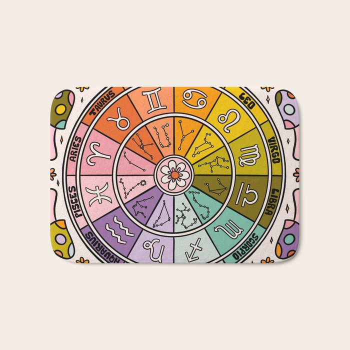 Mushroom Zodiac Wheel Bath Mat Gallery Image 1