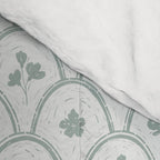 Rustic scallop floral block print - dusty mint pastel green pattern Comforter Gallery Image 4