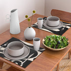 Mellow Flow Retro 60s 70s Abstract Pattern in Black and Almond Cream Placemat Gallery Image 2