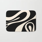 Mellow Flow Retro 60s 70s Abstract Pattern in Black and Almond Cream Bath Mat Gallery Image 1