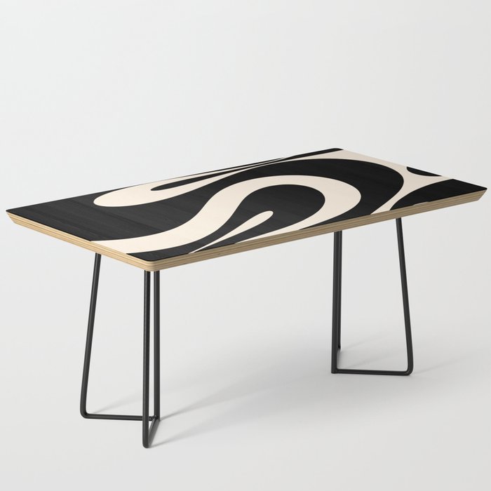 Mellow Flow Retro 60s 70s Abstract Pattern in Black and Almond Cream Coffee Table Gallery Image 1