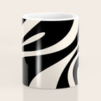 Mellow Flow Retro 60s 70s Abstract Pattern in Black and Almond Cream Coffee Mug Gallery Image 4
