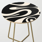 Mellow Flow Retro 60s 70s Abstract Pattern in Black and Almond Cream Side Table Gallery Image 2