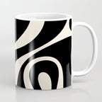 Mellow Flow Retro 60s 70s Abstract Pattern in Black and Almond Cream Coffee Mug Gallery Image 1