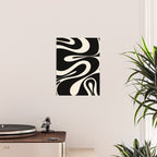 Mellow Flow Retro 60s 70s Abstract Pattern in Black and Almond Cream Poster Gallery Image 2