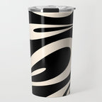 Mellow Flow Retro 60s 70s Abstract Pattern in Black and Almond Cream Travel Mug Gallery Image 1