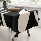 Mellow Flow Retro 60s 70s Abstract Pattern in Black and Almond Cream Tablecloth Gallery Image 3