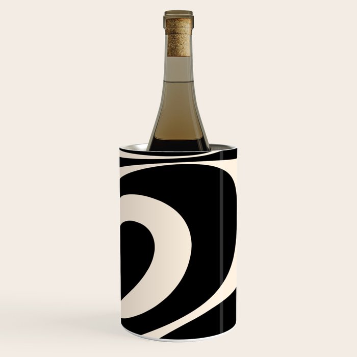 Mellow Flow Retro 60s 70s Abstract Pattern in Black and Almond Cream Wine Chiller Gallery Image 3