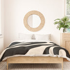 Mellow Flow Retro 60s 70s Abstract Pattern in Black and Almond Cream Duvet Cover Gallery Image 3