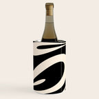 Mellow Flow Retro 60s 70s Abstract Pattern in Black and Almond Cream Wine Chiller Gallery Image 1