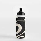 Mellow Flow Retro 60s 70s Abstract Pattern in Black and Almond Cream Water Bottle Gallery Image 2