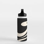 Mellow Flow Retro 60s 70s Abstract Pattern in Black and Almond Cream Water Bottle Gallery Image 3