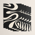 Mellow Flow Retro 60s 70s Abstract Pattern in Black and Almond Cream Wrapping Paper Gallery Image 3