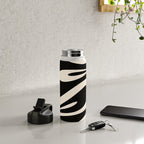 Mellow Flow Retro 60s 70s Abstract Pattern in Black and Almond Cream Water Bottle Gallery Image 4