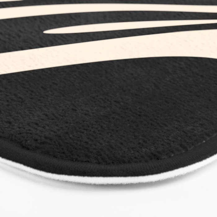 Mellow Flow Retro 60s 70s Abstract Pattern in Black and Almond Cream Bath Mat Gallery Image 3