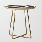 Mellow Flow Retro 60s 70s Abstract Pattern in Black and Almond Cream Side Table Gallery Image 1