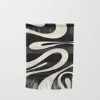 Mellow Flow Retro 60s 70s Abstract Pattern in Black and Almond Cream Wall Hanging Gallery Image 1