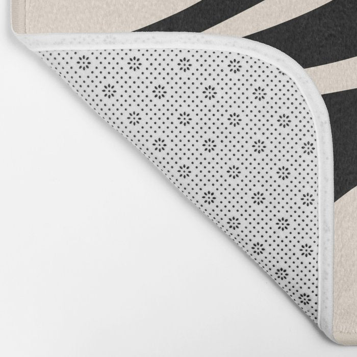 Mellow Flow Retro 60s 70s Abstract Pattern in Black and Almond Cream Bath Mat Gallery Image 2
