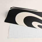Mellow Flow Retro 60s 70s Abstract Pattern in Black and Almond Cream Wrapping Paper Gallery Image 2