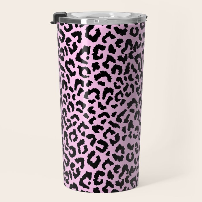 2000s leopard-black on palest pink Travel Mug Gallery Image 3