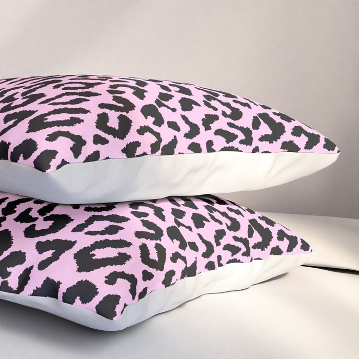 2000s leopard-black on palest pink Pillow Sham Gallery Image 3