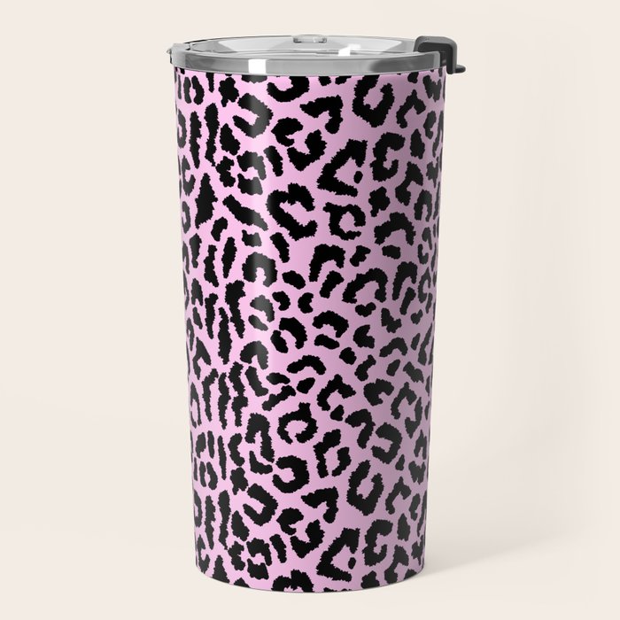 2000s leopard-black on palest pink Travel Mug Gallery Image 2