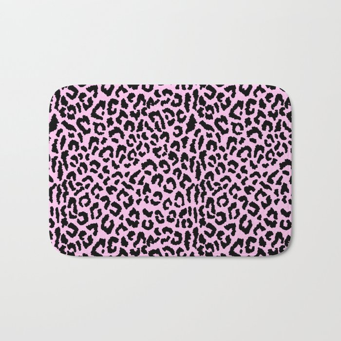 2000s leopard-black on palest pink Bath Mat Gallery Image 1