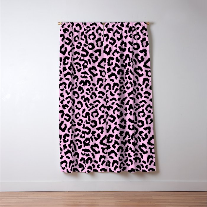 2000s leopard-black on palest pink Window Curtain Gallery Image 3