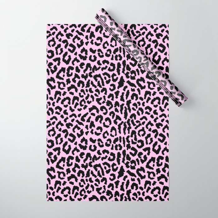 2000s leopard-black on palest pink Wrapping Paper Gallery Image 1