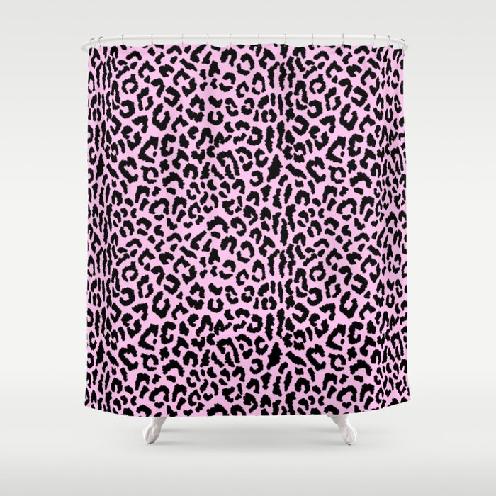 2000s leopard-black on palest pink Shower Curtain Gallery Image 1