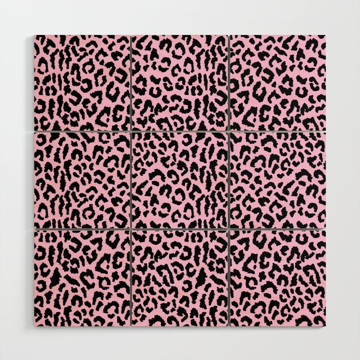 2000s leopard-black on palest pink Wood Wall Art Gallery Image 1