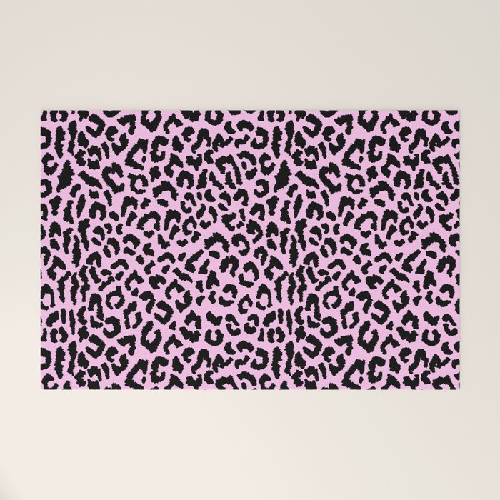2000s leopard-black on palest pink Welcome Mat Gallery Image 1