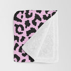 2000s leopard-black on palest pink Throw Blanket Gallery Image 3