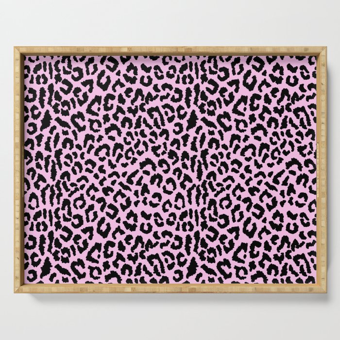 2000s leopard-black on palest pink Serving Tray Gallery Image 1