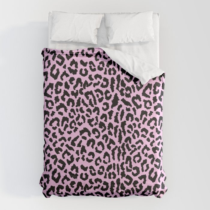 2000s leopard-black on palest pink Duvet Cover Gallery Image 1